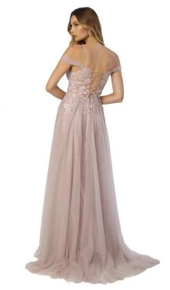 Nox Anabel - S265 Embroidered Off-Shoulder A-line Dress Formal Gowns