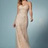 Formal Gowns Nox Anabel - Sleeveless V Neck Beaded Lace Applique Trumpet Gown A398 - 1 Pc Gold In Size 6 Available 1 Formal Gowns Nox Anabel - Sleeveless V Neck Beaded Lace Applique Trumpet Gown A398 - 1 Pc Gold In Size 6 Available