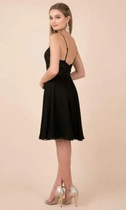 Nox Anabel - Spaghetti Strap Beaded Lace A-line Dress A660 - 1 Pc Black In Size 2XL Available 6 Nox Anabel - Spaghetti Strap Beaded Lace A-line Dress A660 - 1 Pc Black In Size 2XL Available