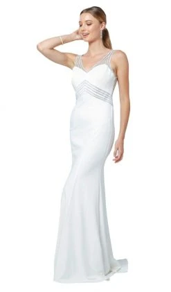 Nox Anabel - T253 Metallic Stripped Illusion Cutout Back Gown Formal Gowns 13 Nox Anabel - T253 Metallic Stripped Illusion Cutout Back Gown Formal Gowns