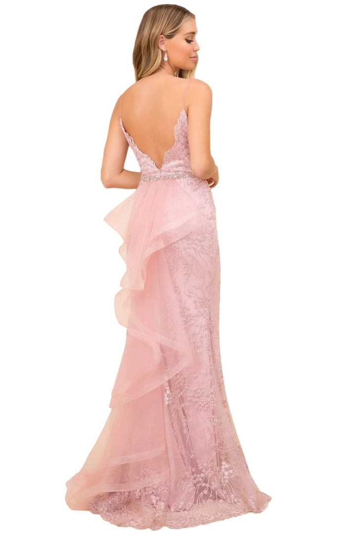 Nox Anabel - T314 Plunging V-Neck Embroidered Mermaid Gown Formal Gowns 4 Nox Anabel - T314 Plunging V-Neck Embroidered Mermaid Gown Formal Gowns