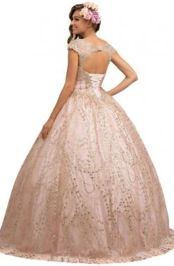 Formal Gowns Nox Anabel - U803 Sequin Embellished V-Neck Ballgown