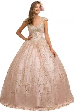 Formal Gowns Nox Anabel - U803 Sequin Embellished V-Neck Ballgown