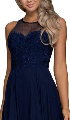 Formal Gowns Nox Anabel - Y009 Jeweled Lace Bodice Chiffon A-Line Evening Gown