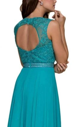Formal Gowns Nox Anabel - Y101 Sleeveless Illusion Jewel Ornate Lace Gown