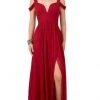 Nox Anabel - Y277 Cold Shoulder V Neckline A-Line High Slit Gown
