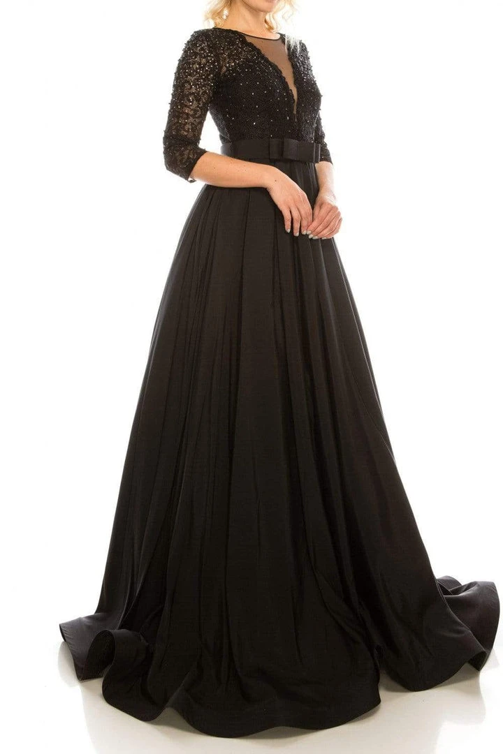 Formal Gowns Odrella - 1026 Embroidered Mesh Quarter Sleeve A-Line Gown 6 Formal Gowns Odrella - 1026 Embroidered Mesh Quarter Sleeve A-Line Gown