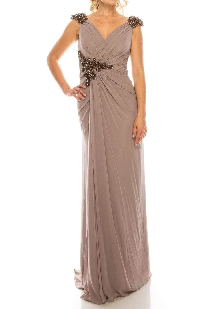 Odrella - 1301 Bead Appliqued Draped Sheath Gown Formal Gowns 10 Odrella - 1301 Bead Appliqued Draped Sheath Gown Formal Gowns