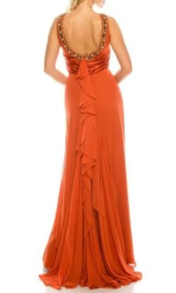 Odrella - 1698 Gathered Embellished Halter Crepe Chiffon Evening Dress