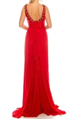 Odrella - 1698 Gathered Embellished Halter Crepe Chiffon Evening Dress