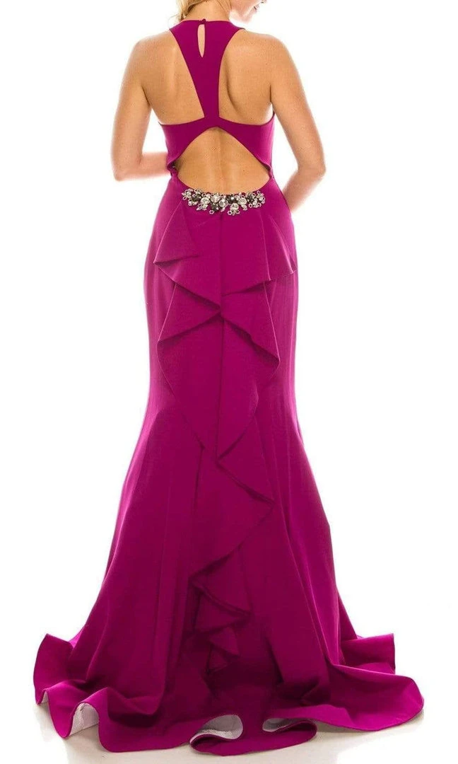 Odrella - 4225 Bejeweled Cutout Racerback Sleeveless Trumpet Gown Formal Gowns 4 Odrella - 4225 Bejeweled Cutout Racerback Sleeveless Trumpet Gown Formal Gowns