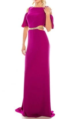 Formal Gowns Odrella - 4516 Beaded Sheer Waist Cutout Cold Shoulder Evening Dress