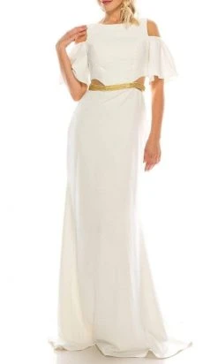 Formal Gowns Odrella - 4516 Beaded Sheer Waist Cutout Cold Shoulder Evening Dress