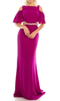 Formal Gowns Odrella - 4516 Beaded Sheer Waist Cutout Cold Shoulder Evening Dress
