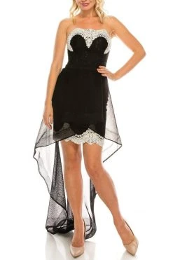 Cocktail Dresses Odrella - 4572 Embroidered Strapless High Low Dress