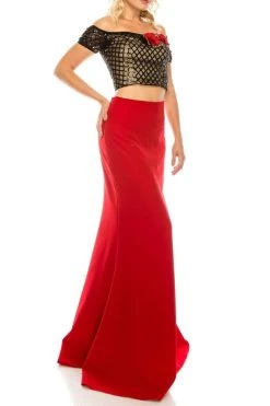 Odrella - 4599 Two Piece Sequined Off-Shoulder Evening Gown