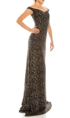 Odrella - 4757 Illusion Off Shoulder Glitter Mesh A-Line Gown