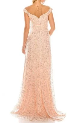 Odrella - 4757 Illusion Off Shoulder Glitter Mesh A-Line Gown