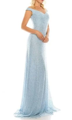 Odrella - 4757 Illusion Off Shoulder Glitter Mesh A-Line Gown