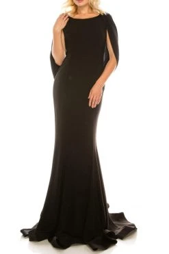Odrella - 6Y2079 Embellished Bateau Trumpet Dress With Train Formal Gowns