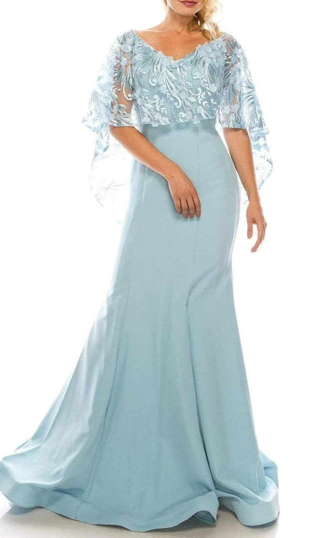 Formal Gowns Odrella - 7Y1037 Off-Shoulder Trumpet Gown With Embroidered Mesh Cape 3 Formal Gowns Odrella - 7Y1037 Off-Shoulder Trumpet Gown With Embroidered Mesh Cape