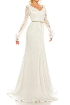 Odrella - 7Y1090 Bishop Sleeve Embroidered Mesh Jacquard Gown Formal Gowns 21 Odrella - 7Y1090 Bishop Sleeve Embroidered Mesh Jacquard Gown Formal Gowns