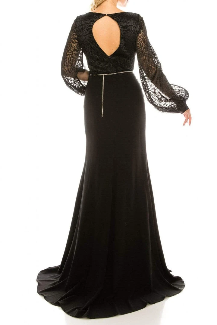 Formal Gowns Odrella - 7Y1090B Embroidered V-neck Trumpet Dress 4 Formal Gowns Odrella - 7Y1090B Embroidered V-neck Trumpet Dress