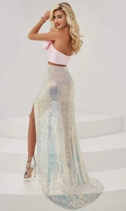 Panoply - 14057 Bow Accent Iridescent Sequins Two-Piece Dress Formal Gowns