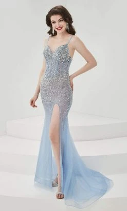 Formal Gowns Panoply - 14064 Fully Beaded Corset Bodice High Slit Illusion Gown