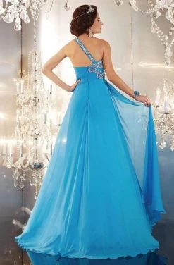 Panoply - 14622 Glittering Rhinestones And Beads Embellished One Shoulder Silky Chiffon Long Gown