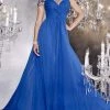 Panoply - 14738 Sumptuous Beaded Bateau Neck Silky Chiffon A-line Gown