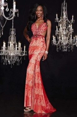 Panoply - 14754 Ravishing Bejeweled V-Neck Laced Dress Formal Gowns