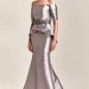 Park 108 - M202 Off-shoulder Straight Across Neck Mermaid Gown - 1 Pc Pewter In Size 6 Available