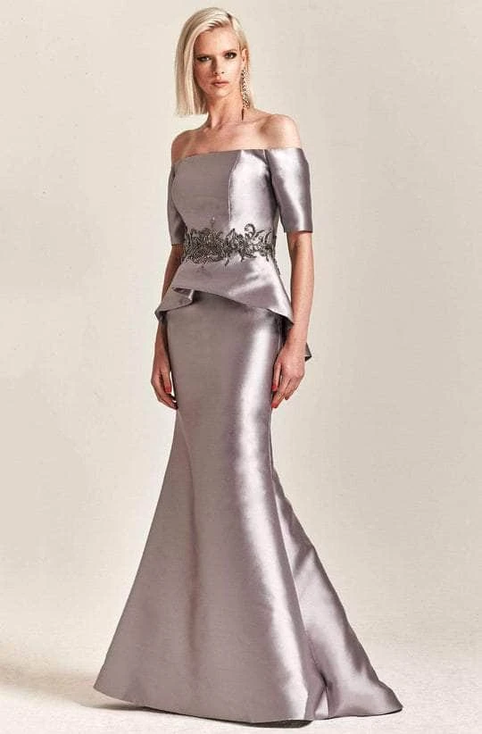 Park 108 - M202 Off-shoulder Straight Across Neck Mermaid Gown - 1 Pc Pewter In Size 6 Available 3 Park 108 - M202 Off-shoulder Straight Across Neck Mermaid Gown - 1 Pc Pewter In Size 6 Available