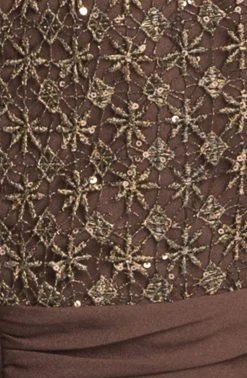 Patra - 12615 Cap Sleeve Gilded Starburst Lace A-Line Gown Formal Gowns