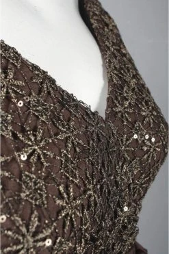 Patra - 12615 Cap Sleeve Gilded Starburst Lace A-Line Gown Formal Gowns