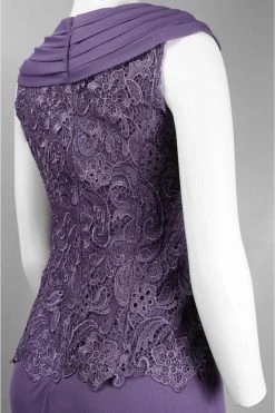 Patra - Lace Embellished V-Neck Jersey Sheath Dress 12678 7 Patra - Lace Embellished V-Neck Jersey Sheath Dress 12678