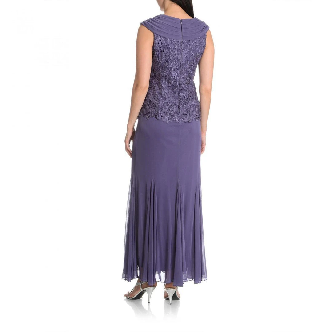 Patra - Lace Embellished V-Neck Jersey Sheath Dress 12678 4 Patra - Lace Embellished V-Neck Jersey Sheath Dress 12678