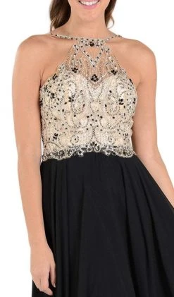 Poly USA - 7826 Jewel Adorned Illusion Halter Chiffon Gown 10 Poly USA - 7826 Jewel Adorned Illusion Halter Chiffon Gown