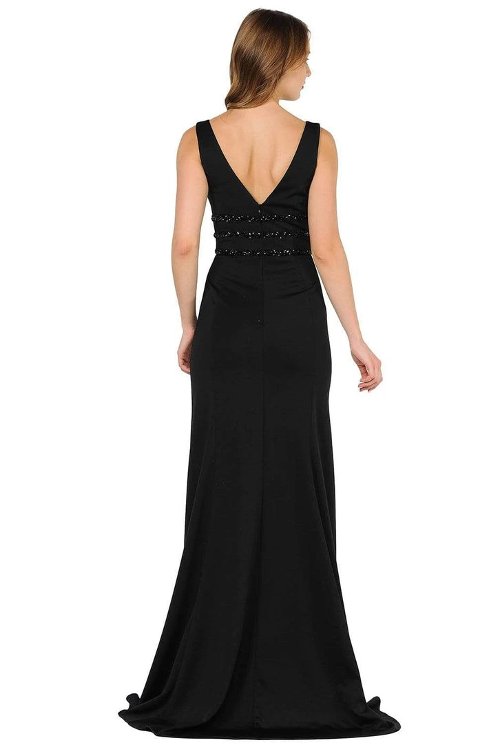 Poly USA - 8222 Beaded Plunging V-Neck Trumpet Dress 4 Poly USA - 8222 Beaded Plunging V-Neck Trumpet Dress