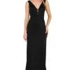 Poly USA - 8222 Beaded Plunging V-Neck Trumpet Dress