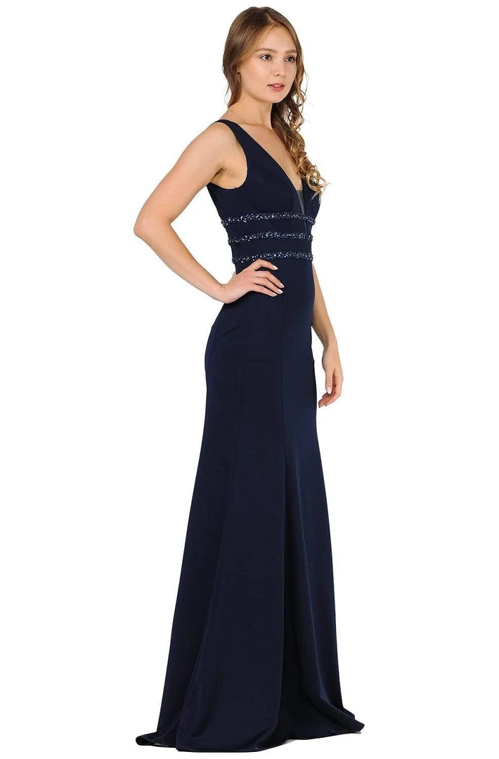 Poly USA - 8222 Beaded Plunging V-Neck Trumpet Dress 7 Poly USA - 8222 Beaded Plunging V-Neck Trumpet Dress
