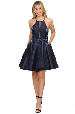 Poly USA - 8236 Illusion Inset Halter Metallic Dress 11 Poly USA - 8236 Illusion Inset Halter Metallic Dress