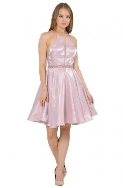 Poly USA - 8236 Illusion Inset Halter Metallic Dress 13 Poly USA - 8236 Illusion Inset Halter Metallic Dress