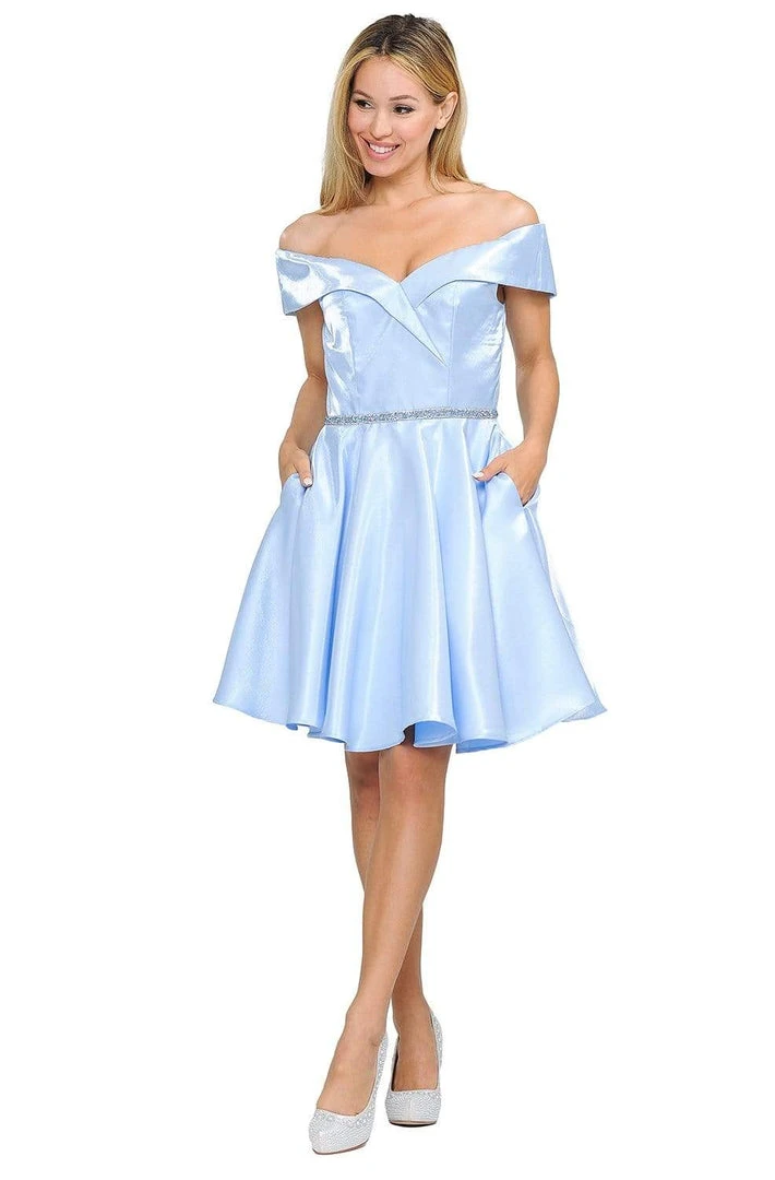 Cocktail Dresses Poly USA - 8238 Surplice Off Shoulder Metallic A-Line Dress 3 Cocktail Dresses Poly USA - 8238 Surplice Off Shoulder Metallic A-Line Dress