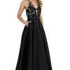 Poly USA - 8316 Embroidered Deep Halter V-neck A-line Gown 1 Poly USA - 8316 Embroidered Deep Halter V-neck A-line Gown