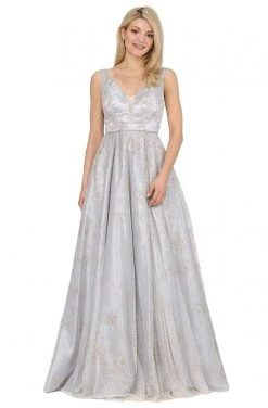 Poly USA - 8338 Glitter Embellished Long A-Line Dress Formal Gowns