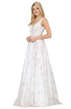 Poly USA - 8338 Glitter Embellished Long A-Line Dress Formal Gowns 16 Poly USA - 8338 Glitter Embellished Long A-Line Dress Formal Gowns