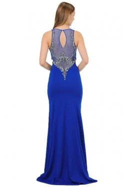 Poly USA - 8348 Embroidered Illusion Trumpet Dress Formal Gowns