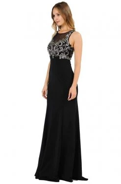 Poly USA - 8348 Embroidered Illusion Trumpet Dress Formal Gowns